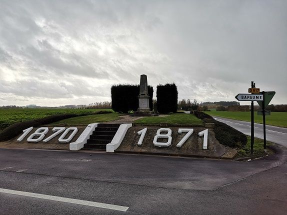 The impressive 1870-1871 war memorial just outside Bapaume on the road to Arras.