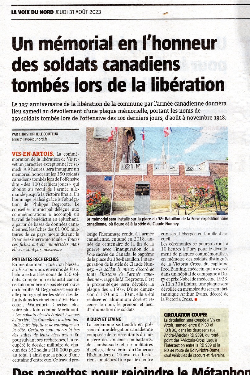 Article from Voix du Nord newspaper